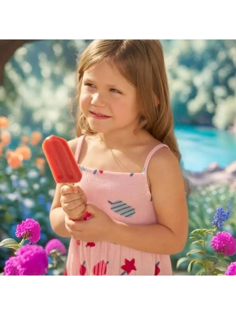 NWT Carter's Patriotic Pink Dress with Red and Blue Popsicle Print Size 12m